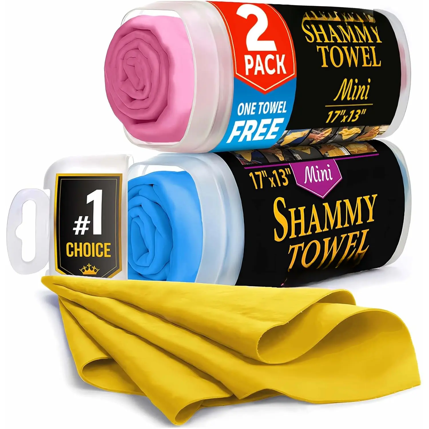 2pk Mini +1 Free Shammy Cloth - Super Absorbent Chamois Towel -  Scratch-Free  Drying Towel - 17'x13'