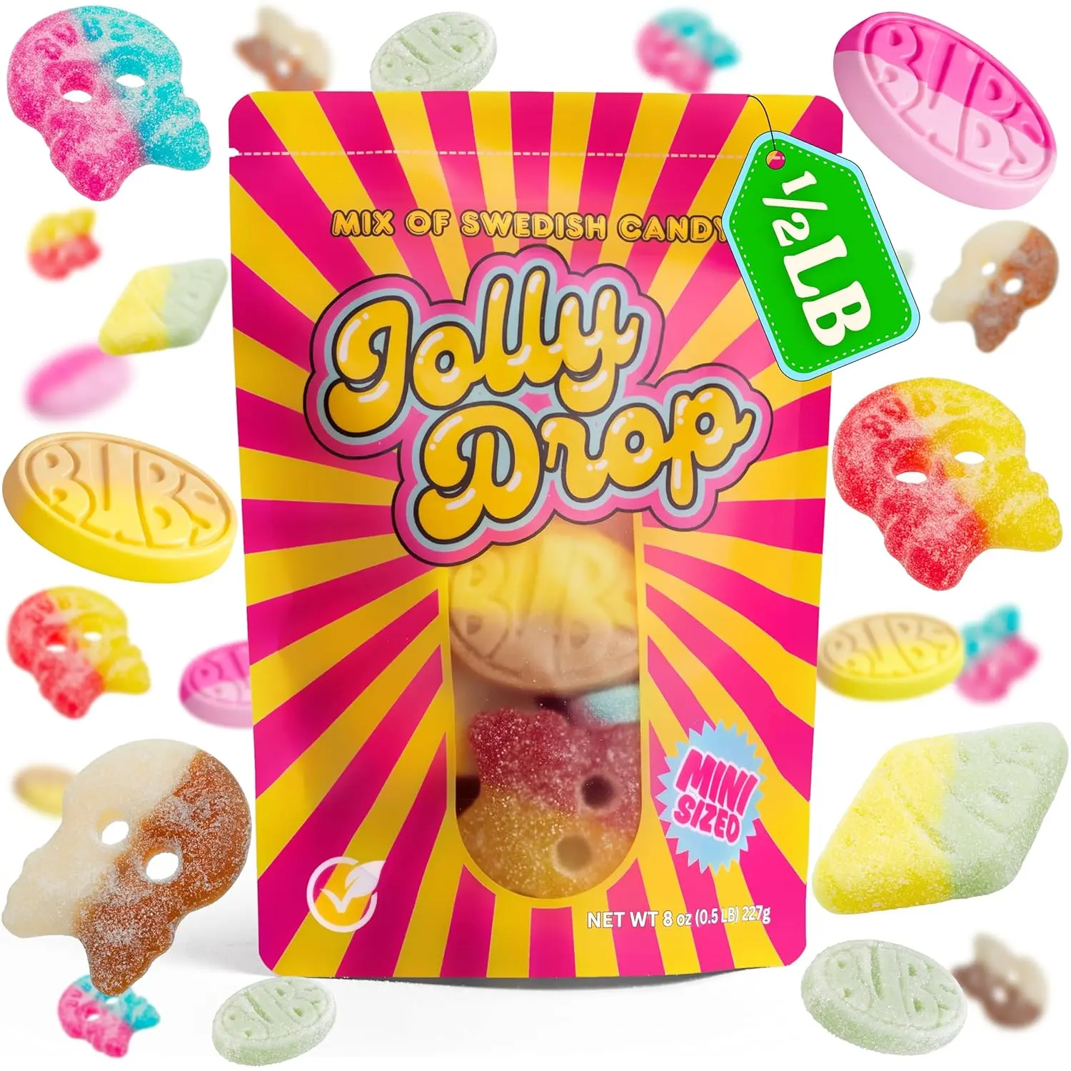 Swedish Candy Mix 0.5LB, Viral TikTok BUBS Candy from Sweden, Vegan Gelatin Free Sour Gummies, Soft Chewy Variety Pack, Trending Candy – JollyDrop