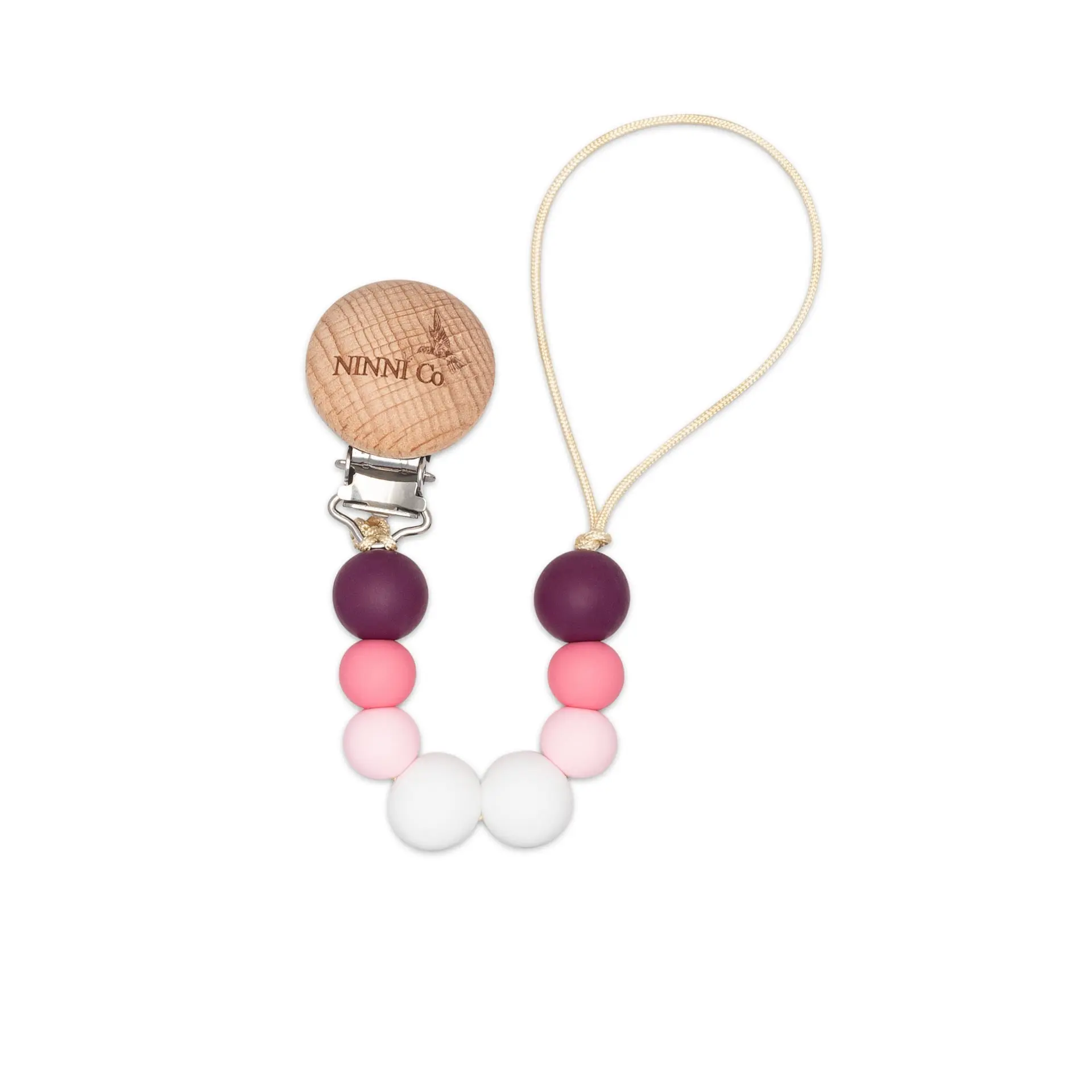 Ninni Co Dragon Fruit Pacifier Clip BPA-Free Silicone Pacifier Holder with Wooden Clip