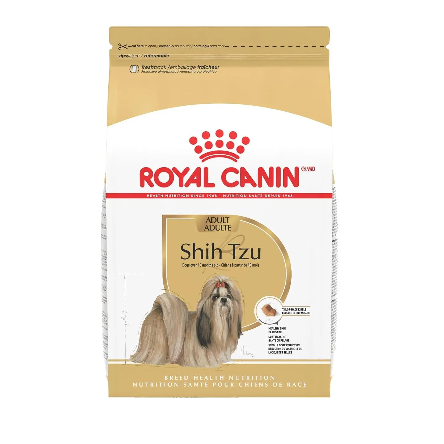 ROYAL CANIN Breed Health Nutrition Shih Tzu Adult Dry Dog Food, 2.5 lb Bag | Specialized Kibble Shape, Supports Skin and Coat, Complete and Balanced Nutrition, 2.5 Pound Bag