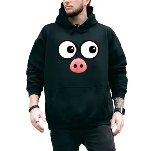 All-Season 100% Cotton Pig-Face Hoodie – Long Sleeve Outdoor Sweatshirt for Men & Women