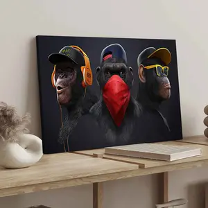 Trendy Gorilla Poster, Fun Animal Decor, Modern Art Canvas Print, Waterproof Wall Art for Living Room & Bedroom, Ideal Gift Idea