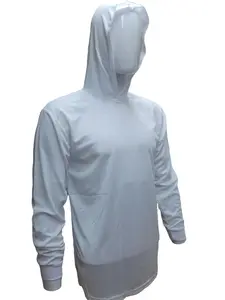 Hi Visibility ultra light weight White Long sleeve hoodie shirt / polyester birdeye Fabric for quick dry