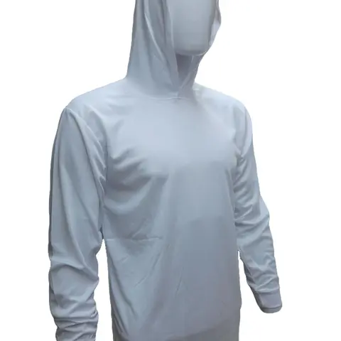 Hi Visibility ultra light weight White Long sleeve hoodie shirt / polyester birdeye Fabric for quick dry