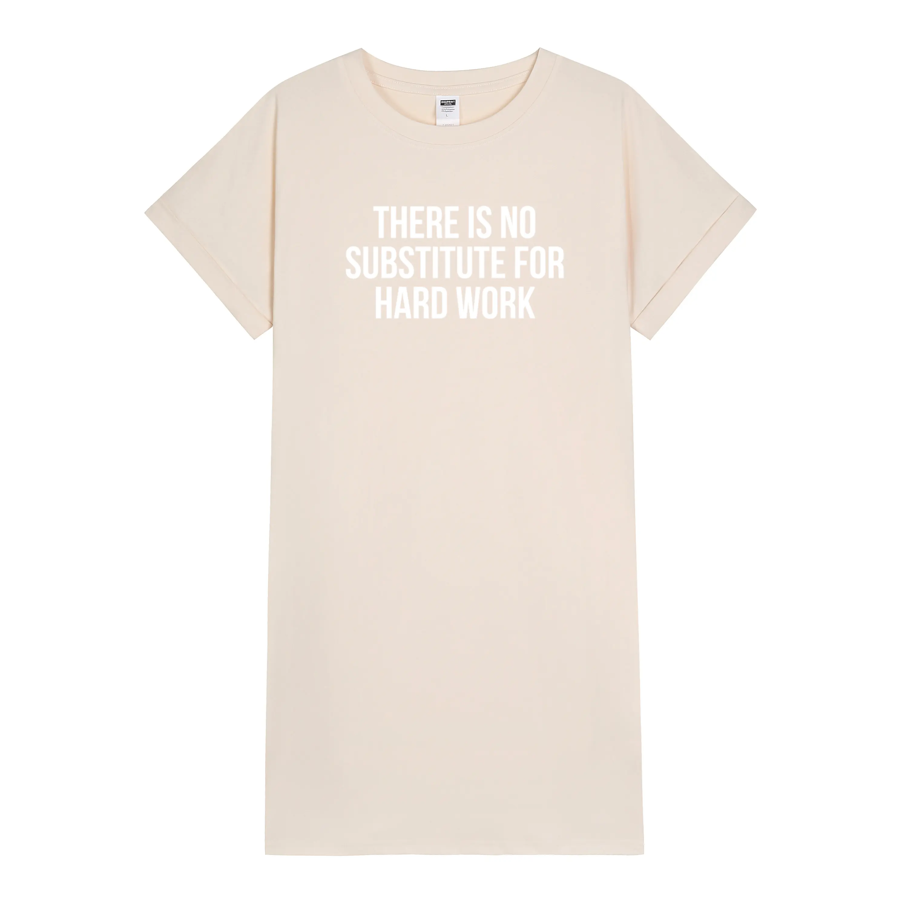 Motivational T-Shirt Dress Featuring 'There Is No Substitute For Hard Work' Slogan – Comfortable and Stylish Casual Wear