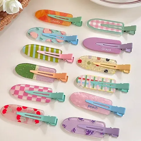 12 Pcs Dopamine Color Cute Fruit Design Decorative Hair Clips, Seamless Bangs Clip, Birthday Party Gift for Girls, Christmas & New Year Gifts for Women