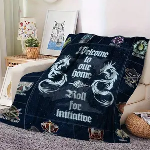 Dungeons & Dragons Fantasy Adventure Flannel Blanket - Ultra-Soft Cozy Fantasy Character Throw, Illustrated with Dragons, Magic, Dice Art, Ideal for Gaming Sessions, Gifting Dungeon Crawlers, Fantasy Character Blankets, Illustrated Character Blankets