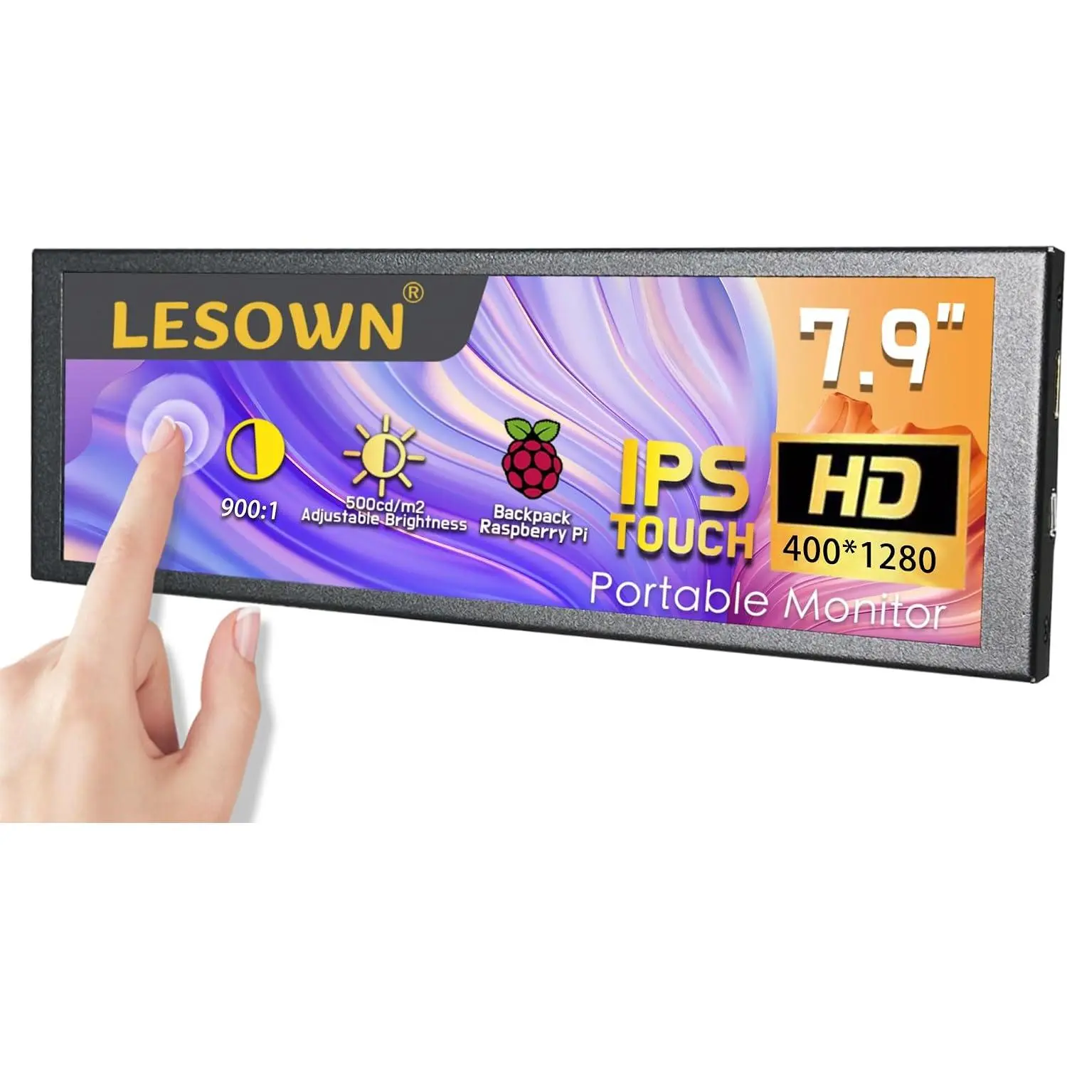 Portable Bar Sub Monitor 7.9 inch Touchscreen LCD IPS 400x1280 mini HDMI USB Long Strip Screen CPU GPU Case Aida64 External Display