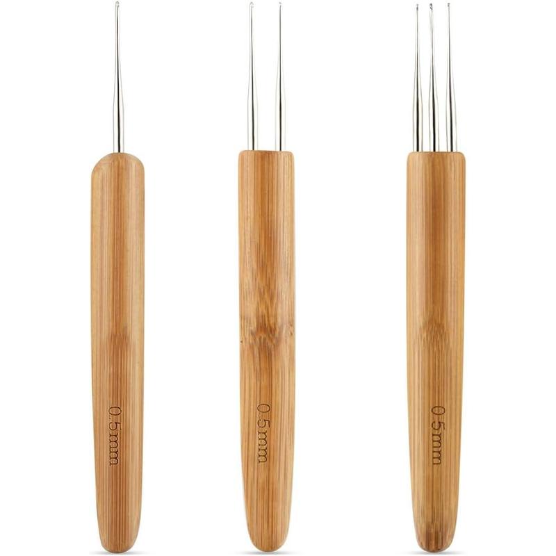 3 count Dreadlock Crochet Hooks - Dreadlock Crochet Hook Tool for Hair Locs & Dread Braids - 0.5Mm Braid Craft Weaving Crochet  with Interlocking Tool
