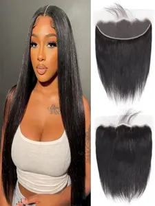 13x4 Straight Lace Frontal Closure Human Hair Straight Ear to Ear HD Transparent Lace Frontal Only Unprocessed Brazilian Virgin Human Hair Closure Pre Plucked with Baby Hair