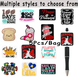 5pcs Silicone Focal Beads， Assorted Styles， DIY Jewelry Accessories， Suitable for Various Bracelets Necklaces Beaded Pens Etc Jewelry Crafts， DIY Mix Beads