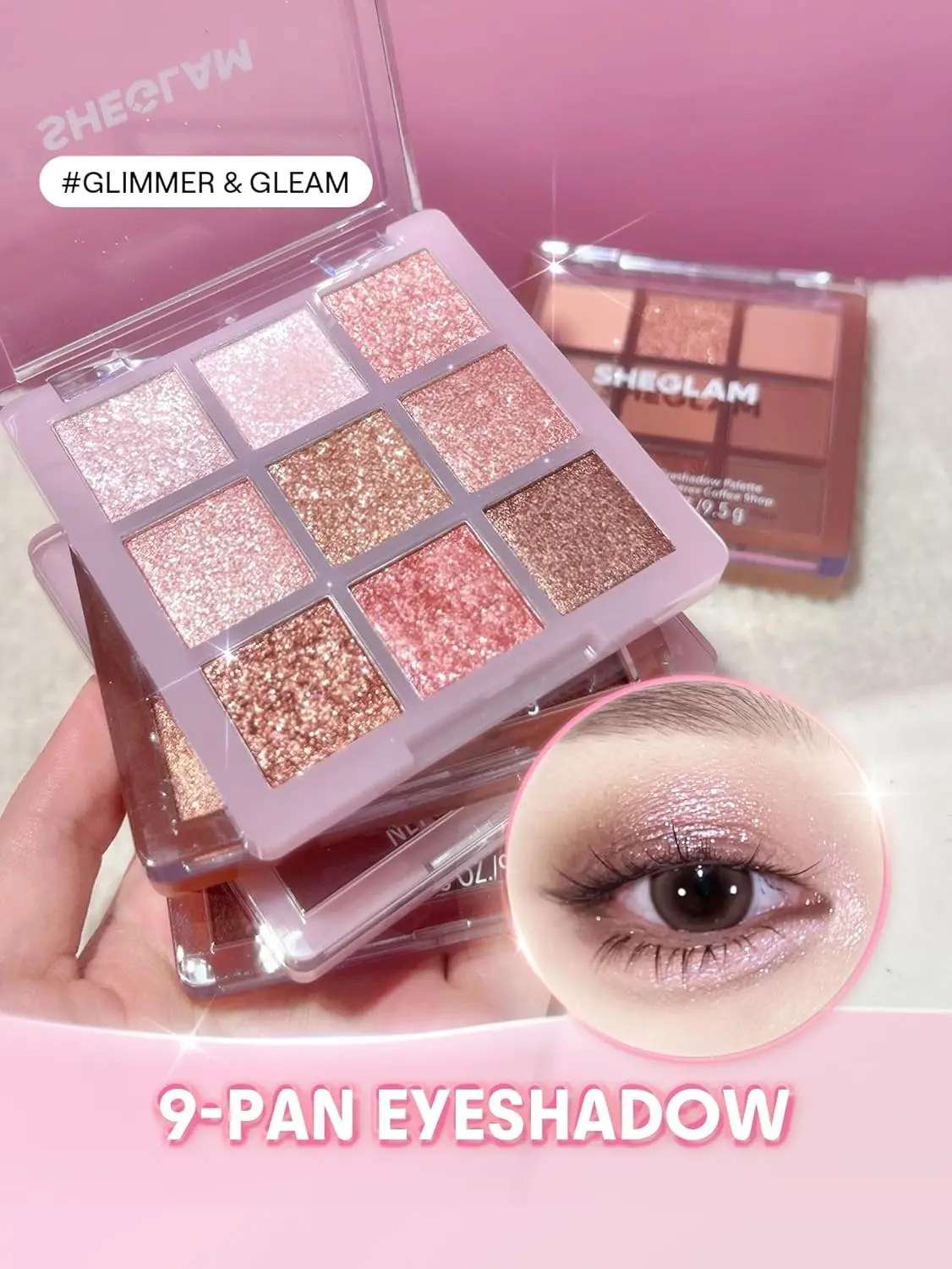 SHEGLAM Eyeshadow Palette 9-Color Ultra-pigmented Shimmer & Matte Shades, Vegan & Cruelty-free-Glimmer & Gleams Glitter Makeup