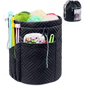 Yarn Bag, Small Crochet Bag Organizer, Drawstring Yarn Storage Bags Yarn for Crocheting, Knitting Bag for Crochet Beginner,Yarn Holder, Yarn Bowl with Pocket for Crochet Accessories