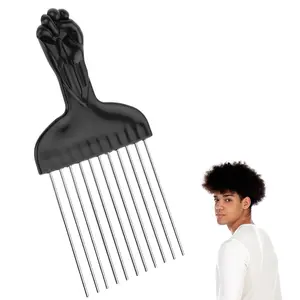 KTINEIC Hair Picks for Curly Hair, 1 Pcs Metal Hair Pick for Black Men Afro Pick Comb Detangling Wig Braid Hair Styling Tool for Women and Men
