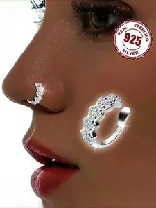 925 Sterling Silver Fashionable Nose Ring, Fashionable Nose Ring for Women & Girls, Body Jewelry for Party, Daily Clothing Decor, Trendy All-match & Exquisite Jewelry for Birthday Gift, Nose Piercing Jewelry, High Quality Jewelry