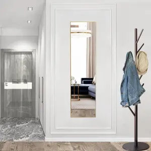 Full Length Floor Standing Mirror with Stand - 59x16" Thin Frame Aluminum Alloy Wall Mirror, Lightweight Freestanding for Bedroom, Living Room,Vanity