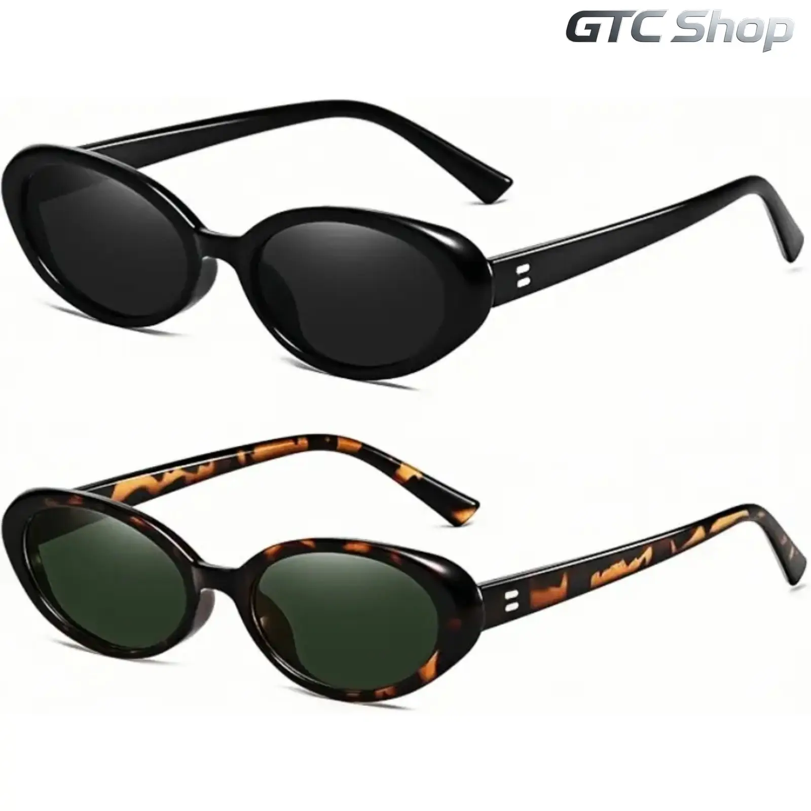 2PCS Retro Oval Sunglasses for Men & Women, 90s Vintage Small Oval Trendy Eyewear, Rich Girl Aesthetic Shades, UV400 Protection, Classic Lightweight Frame, Summer Street Party Travel Daily Casual Fashion Accessory