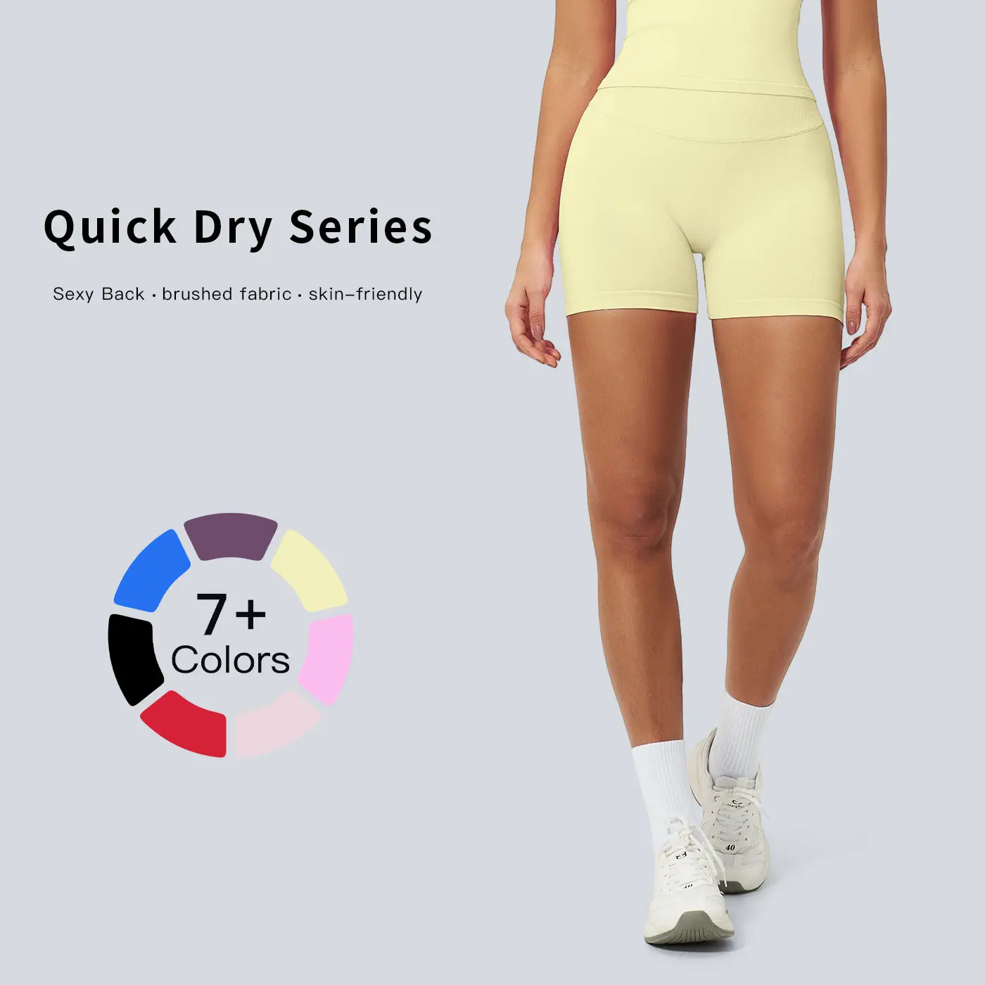Tenwolf Female Sporty Chic Universal Active V-Waist Seamless Knit Compression Yoga Shorts, Quick-Dry, Casual Sports Wear, for Running-Workout, Do Not Dry Clean