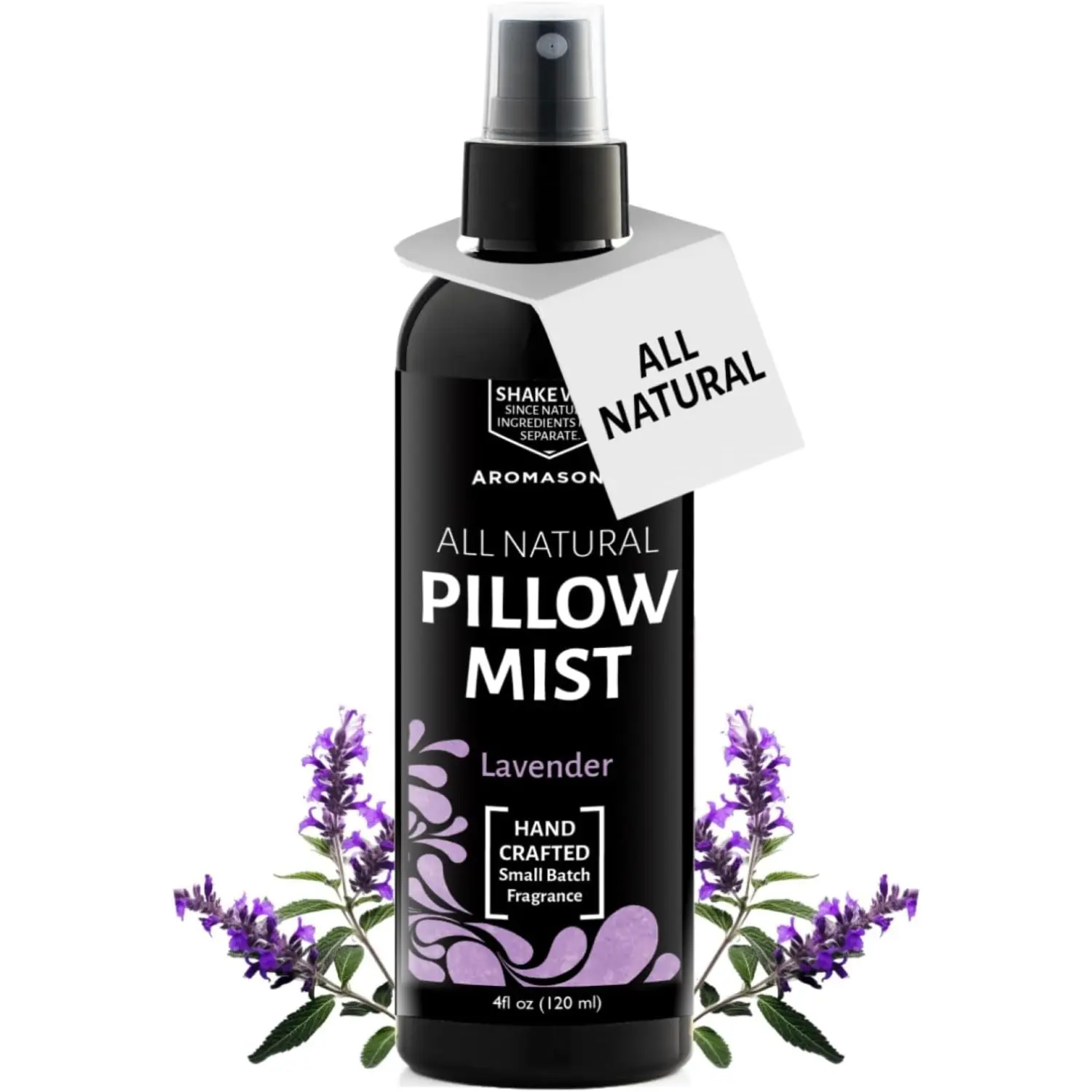 AROMASONG 4 fl oz Single Unit Handmade Small Batch Lavender Oil Pillow Spray - Synthetic-Free, Chemical-Free Natural Home Fragrance Freshener, Plant-Based Organic Oils, 24-Month Shelf Life, Portable Sleep Aid Anxiety Support Room Spray for Children