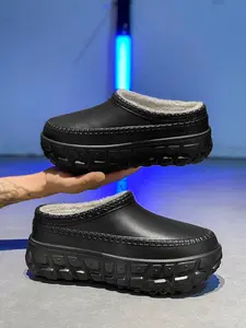 Unisex Cotton Non Slip Slippers Outdoor Anti-Slip Warm Shoes, Fleece Lined, Durable Thick Sole, Lightweight Comfortable Indoor Wear