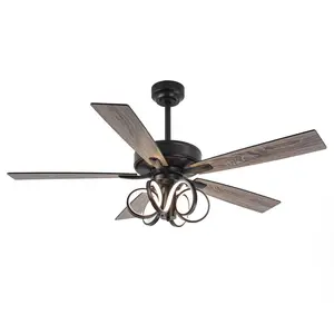 Parrot Uncle 52 Inch Levi Downrod Mount LED Ceiling Fan with Remote Control Dimmable Lighting Modern Mood Decorative Lamp