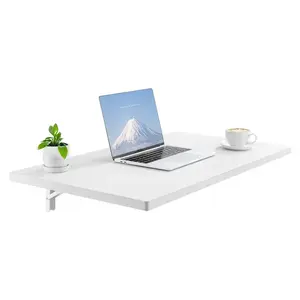 VEVOR Wall Mounted Folding Table, 35.4x 19.7 inches Wall Mount Table, Floating Desk with Iron Bracket, Fold Down Desk for Small Spaces, Home Office, Dining, Laundry Room, Kitchen, Bar, White