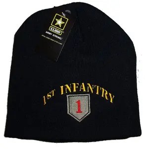CrazyCoolBuys 8" Black Usa 1St Infantry Embroidered Winter Beanie Skull Cap Toboggan Hat