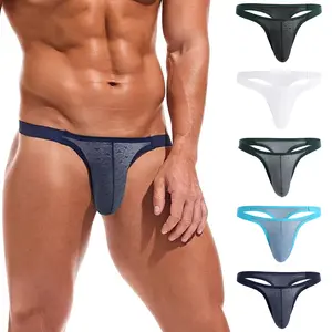 Men's Sexy Thong Underwear, Low Rise T-Back Elastic Waistband Thong Male, Lightweight Comfortable No Fly Thong 5 Pack Multicolor for Gym, Sports, Running & Home