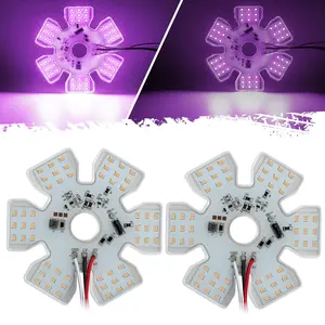 Partsam 2Pcs Ultra-Thin Hex Style Dual Function Interior 54 diode LED Air Breather Light 4.8" Decorative Air Cleaner Lamp for Peterbilt Kenworth Freightliner Trucks, Trailers, RVs IP67 12-30V (Purple)