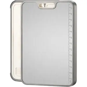 Titanium  Board for Kitchen - -In Measuring Ruler, Large Double Sided Metal  Board, Dishwasher Safe  Board with Wheat Straw .
