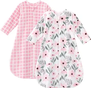 Yoofoss Baby Sleep Sack 0-24 Months, Long Sleeve Sleep Sack 1.5 Tog, Fleece Baby Wearable Blanket with 2-Way Zipper, Soft Warm