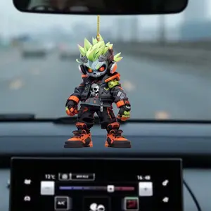 Cartoon Skull Warrior Design Car Hanging Ornament, Cute Acrylic Car Interior Decoration, Car Interior Accessories for Car Home Decor, Car Interior Decorative
