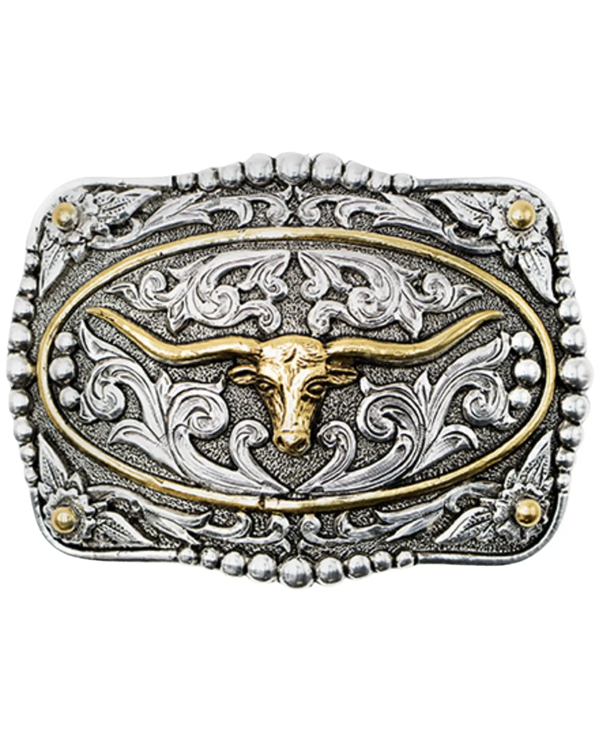 Cody James Men's Men'S Scrolled Longhorn With Gold Ring Belt Buckle - 738