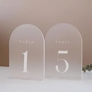 Frosted Arch Table Numbers 1-5 with Stands, 5 Pack 5"x7" Frosted Arch Acrylic Table Numbers and Base, Perfect for Wedding Party Event