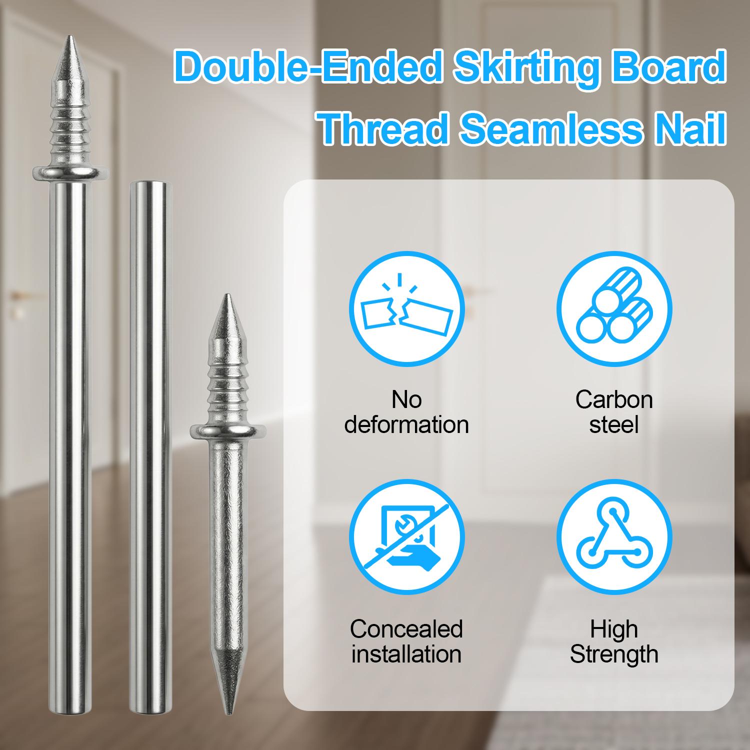 Non-Marking Double-Headed Skirting Nails, No Drilling Required Damage-Free Wall Nails, Easy Installation Mounting Kit for Baseboards, Wall Panels, Furniture Cover Plates, Sturdy Invisible Skirting Board Nails