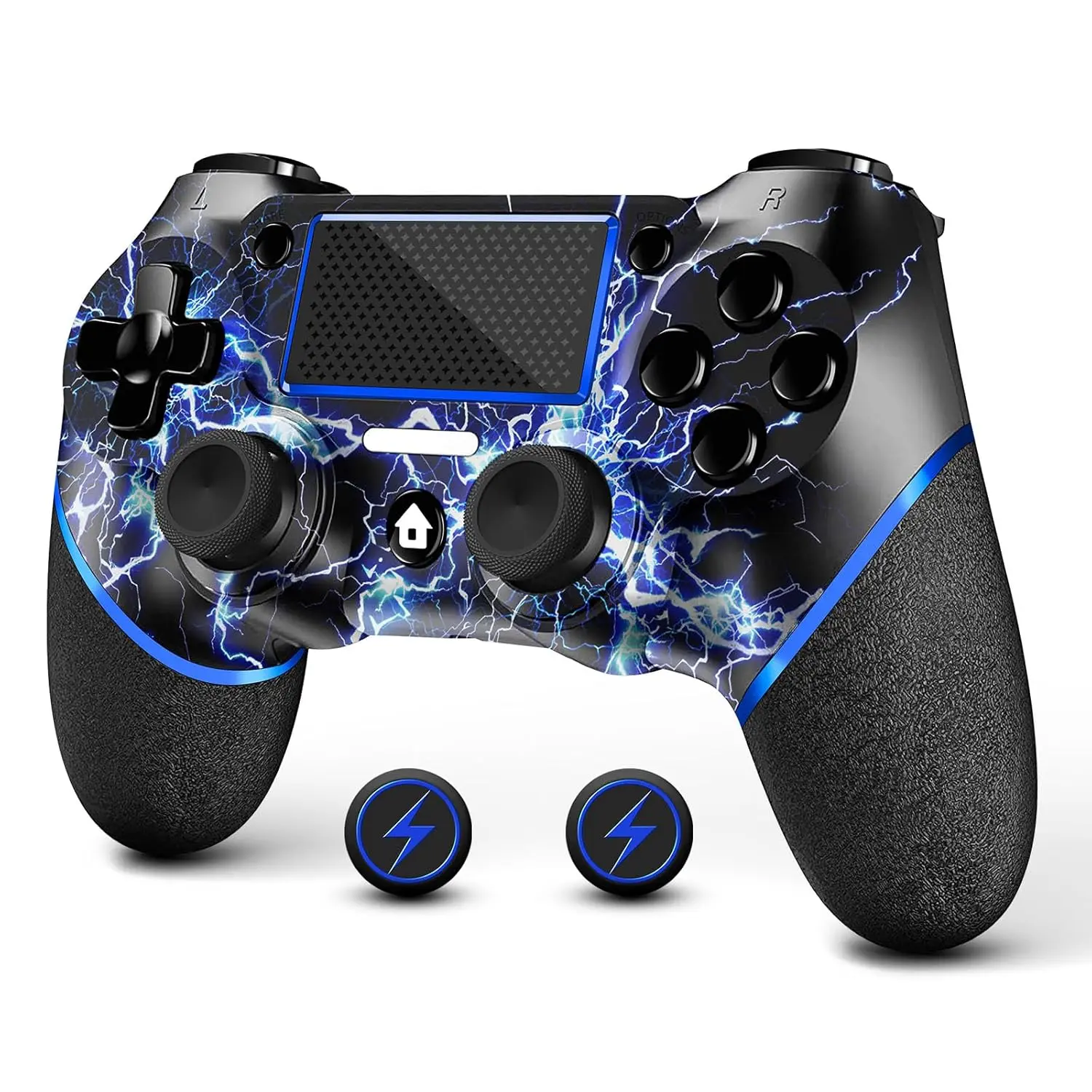 for PS4, Custom Design V2 Gamepad Joystick for PS4 with Non-Slip Grip of Both Sides and 3.5mm Audio Jack! Thumb Caps Included! (Lightning)