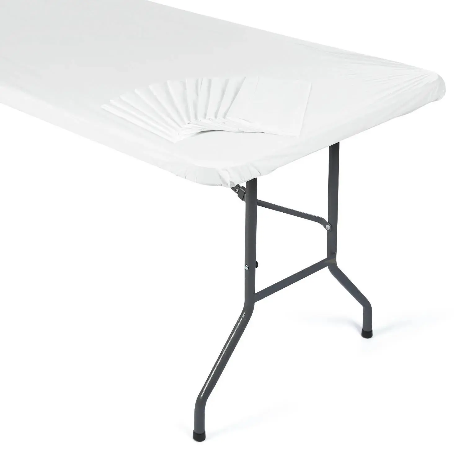 8 Ft. Bulk 12 Pc. White Rectangle Fitted Disposable Plastic Tablecloths