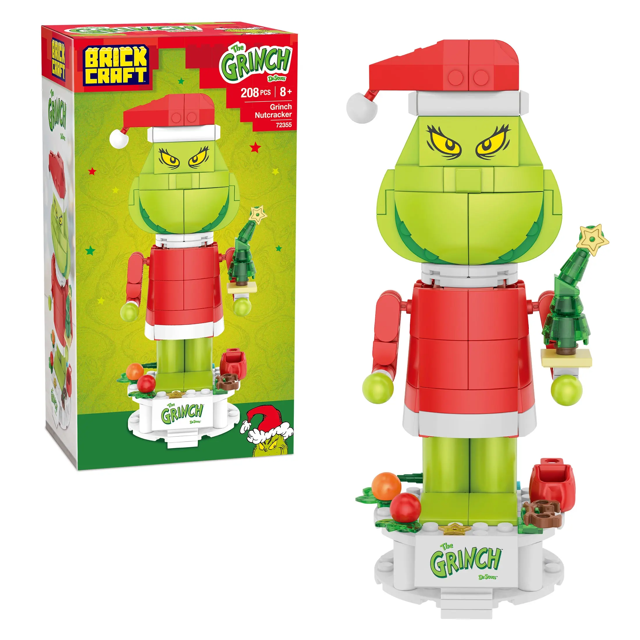 Brickcraft The Grinch Nutcracker Building Set, 208-Piece Posable Holiday Model Kit for Kids & Adults 8+