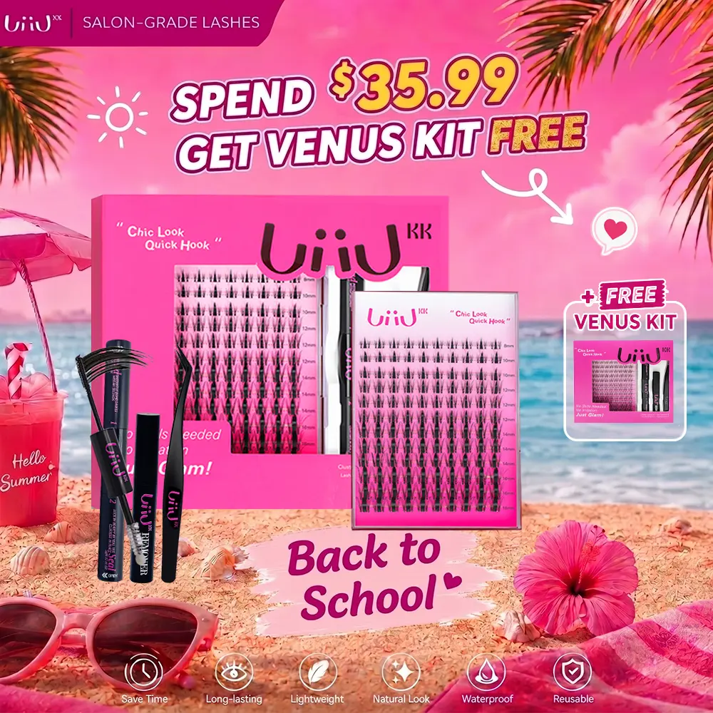 UiiUKK Fairy Chispa Lash Clusters Invisible Band DIY Lashes - Individual Clusters or Full Kit to Customize! -Wet Look Waterproof Eyelash Extension Wispy Manga Kawaii Doll Lashes Feline lash look Medusa Lash handmade lash summervibes beach essentials