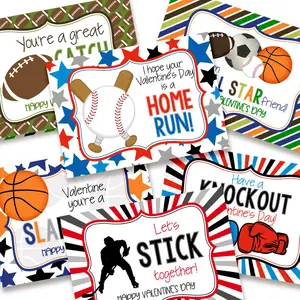 Sports Themed Classroom Valentine Exchange Cards for Kids