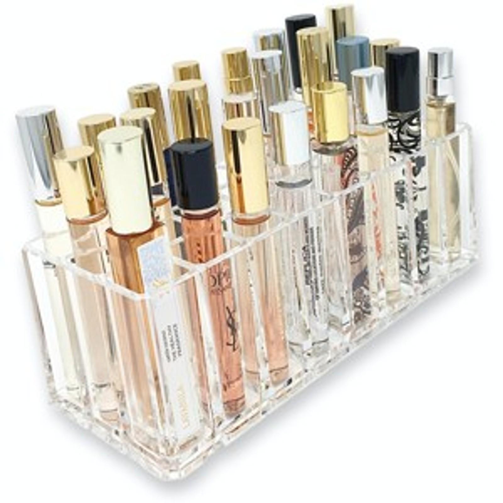 Acrylic Rollerball Perfume Organizer Beauty Scent Holder 24 Space Organization Refillable Container Tall Scented Oil Storage Display Case (2)