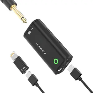 Guitar Audio Interface Pocket Internal Recording Sound Card with Type-C & Lightning for Live Streaming by iPad, iPhone, Android, PC Plug and Laptop Plug & Play