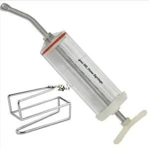 400mL Plastic Dose Syringe with Stainless Steel Nozzle & Cheek Retractor – Large Capacity Horse Drenching Syringe for Equine Dental Care, Oral Rinsing, Liquid Medication, Veterinary Livestock Dosing