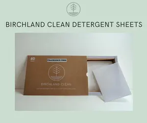 Birchland Clean Laundry Detergent Sheets - Fragrance Free/Fresh Scented - 60 Count Box - Eco-Friendly, Clean Formula with no heavy perfumes,  Easy for Travel Household Cleaning
