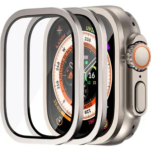 3 Pack for  Watch Ultra 3/Ultra2/Ultra 49mm Tempered Glass Screen Protector + Titanium Alloy Frame,[Keep ] [ ] [] Film for iwatch Ultra 3/2/1 (, 49mm)