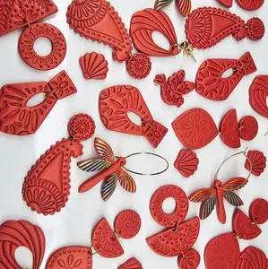 Polymer Clay Earrings- coral shimmer collection