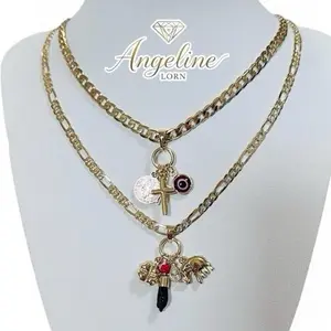 Angeline Cuban Necklace 18 inch with Extention Laminado 14k Layer Real Gold High Quality Daily Wear Stainless Steel Water Resistant