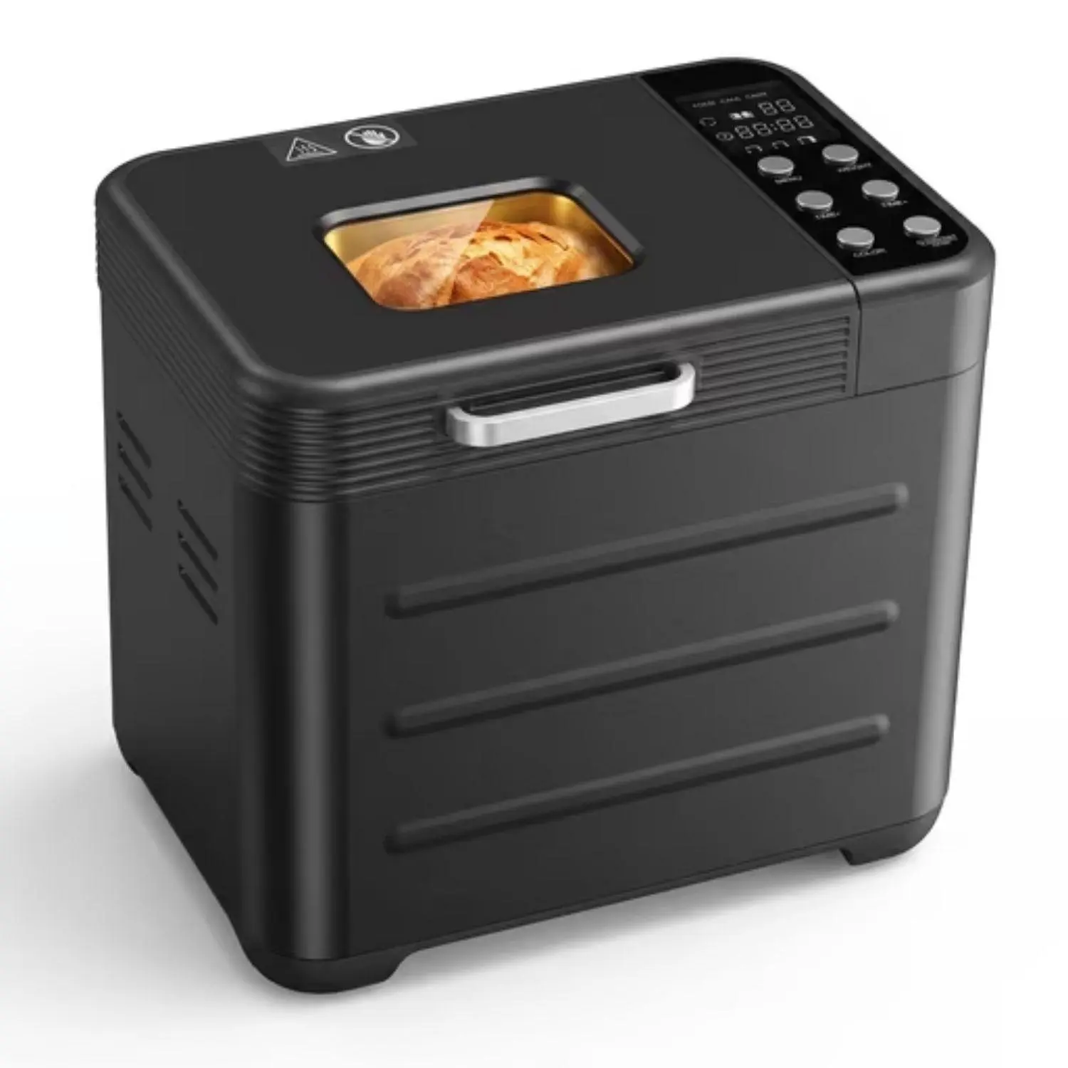 21-IN-1 Bread Maker, Automatic Bread Machine, Stainless Steel | 2LB, 360° Powerful Circulation Baking, 650W, Smart Touch Panel, 3 Loaf Sizes, 3 Crust Colors, Easy Clean