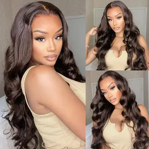 30 Inch Chocolate Brown Lace Front Wigs Human Hair Pre Plucked 13x4 Body Wave Lace Front Wigs Human Hair 180% Density Colored #4 Light Brown HD Lace Frontal Glueless Wig for Women