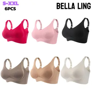 3/4/5/6 pcs B women’s solid color wireless bra, comfortable breathable elegant seamless push-up bra, women’s underwear, soft underwear for all seasons, bras for women Everyday Womenswear